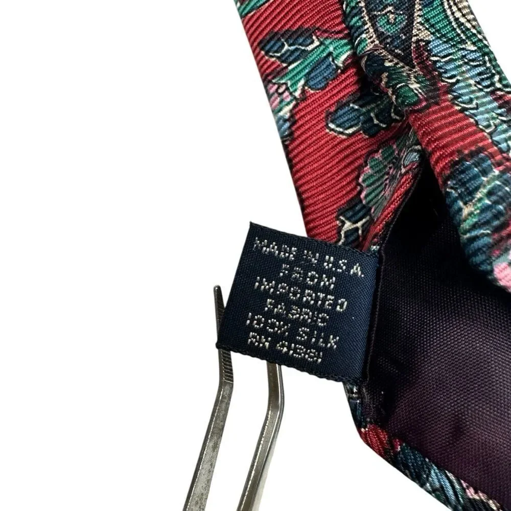 Vintage Polo Ralph Lauren Hand Made Silk Paisley Red Pink‎ Tie
